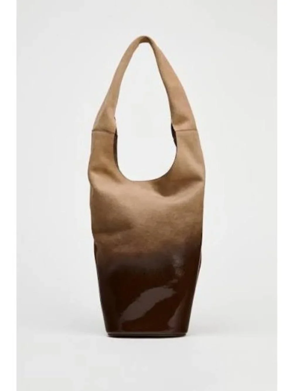 Zara Womens Leather Hobo Bag Sac Medium Brown Ombre 6130/410 NWT